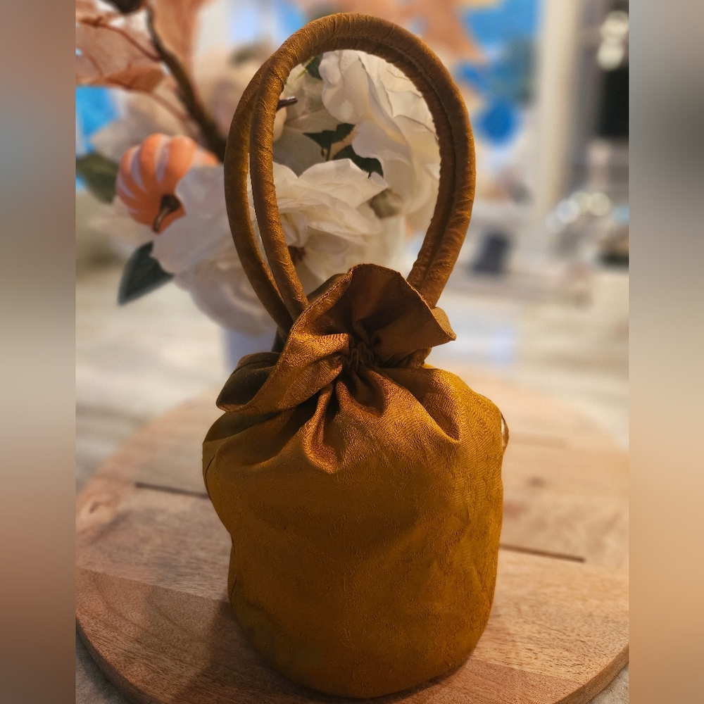 Handmade Gold Satin Evening Purse